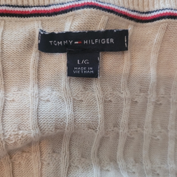 Tommy Hilfiger Cream Cable Knit Sweater L - Picture 7 of 7